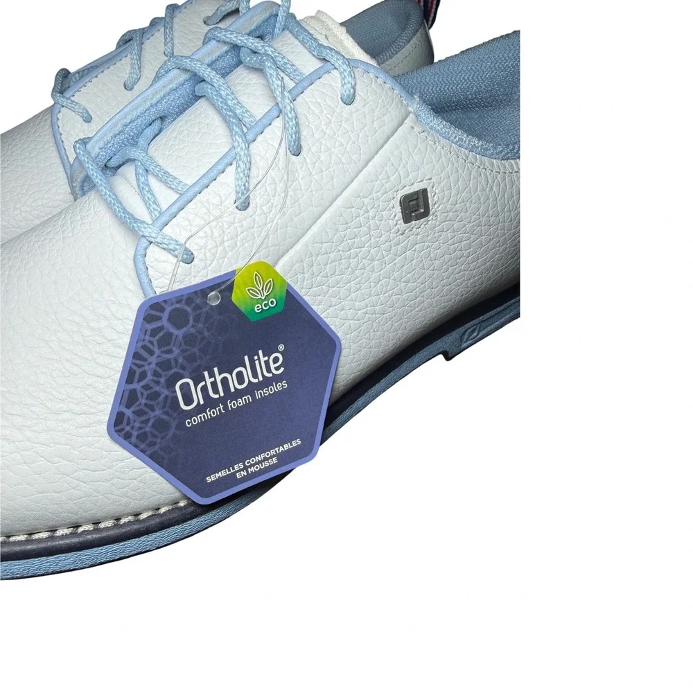 FootJoy Premiere Series Golf Shoes Women Size 9 White Blue Leather NWT - Picture 2 of 5